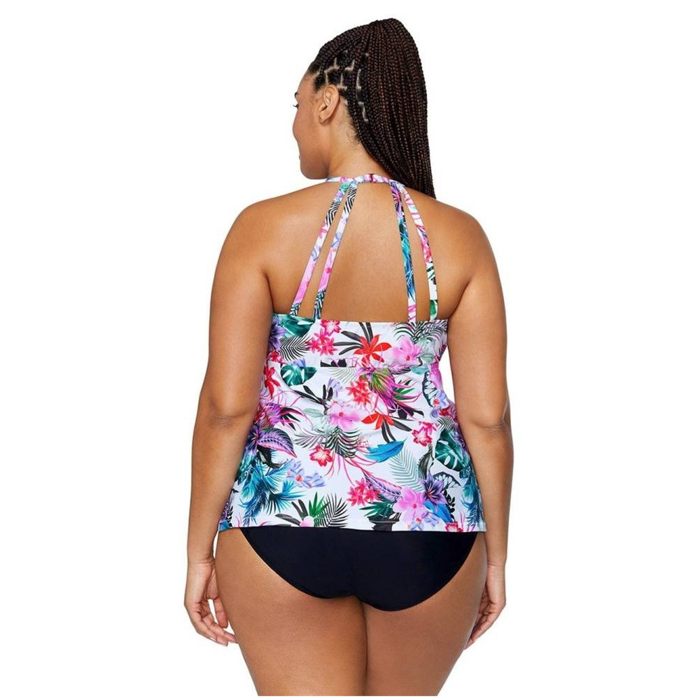 Raisins Curve Women Tropical Floral Rosalie Swim Tankini Top Plus Size 18W - Picture 2 of 5